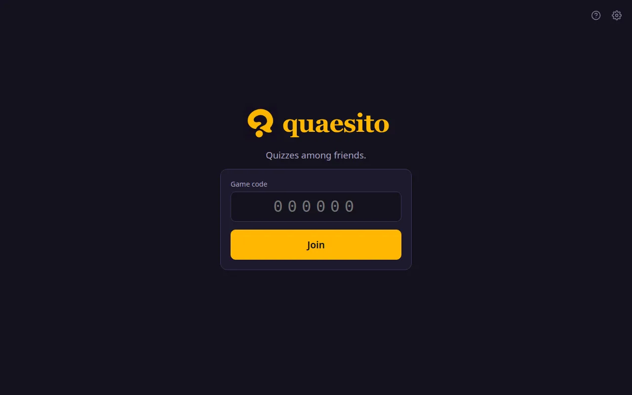 The home page, with the admin icon in the top right corner