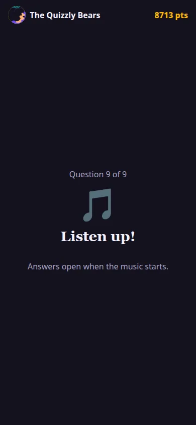 A phone saying "Listen up!" until the music starts