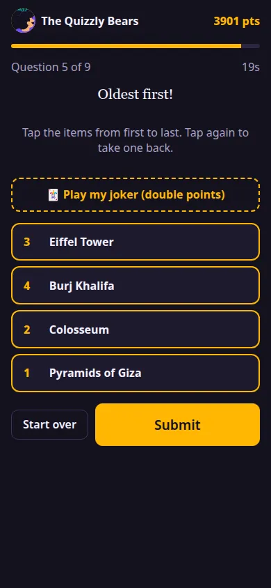Putting items in order on a phone