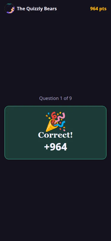 A phone showing a correct answer