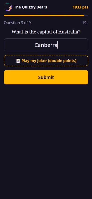 A typed answer on a phone